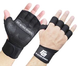 Fit Active Sports Gripper Weight Lifting Gloves with Wrist Wraps for Gym Workout