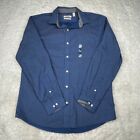 Van Heusen Shirt Mens Large 16-16.5 Blue Long Sleeve Button Down Slim Fit