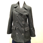 GALLERY Black Coat Pockets Trench size Xs Button Double Breasted Trench Pea Mid