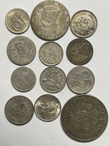Lots of 12 different silver coins, circulated