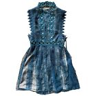 NEW FREE PEOPLE $300 SAPPHIRE BLUE FOREVER LACE BABYDOLL DRESS SZ 2