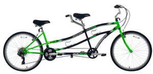 2 Person Bike Tandem Bicycle 21 Speed Dual Drive 26in Soft Seats Green and Black