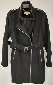 Michael Kors Women's Asymmetrical Belted Black Size S Coat