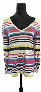 American Eagle Womens XLGray/Blue/Pink Striped Long Sleeve Shirt