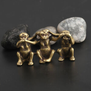 Chinese Antique Collectible Bronze Zodiac Three not  Monkey statue Pendants