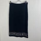 Cyrus Sz Small Black Ribbed Knit Beaded Crystal Jeweled Stretch Pencil Skirt