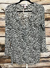 VICTORIA'S SECRET Black White Zebra Print Sheer Chiffon Blouse Sz M New