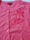 Merona Womens Embroidered Beaded CORAL Lightweight Cardigan Sweater SIZE XL