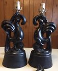 2 Vintage 50's Mid Century Sippi Black Rooster Lamps 17.5