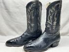 Handmade Men's 11 D Black Leather Round Toe Western Cowboy Ride Rodeo Dance Boot