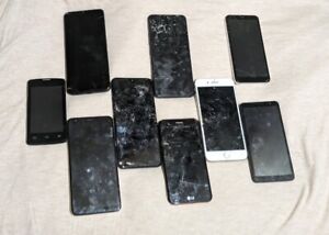 New ListingLot of 9- Vintage Old Used  Cell Phones for PARTS iPhone ZTE Lg Mobile