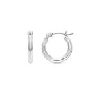 10K Real Solid White Gold Classic Polished Round Hoop Earrings 2mm Tube Hoops
