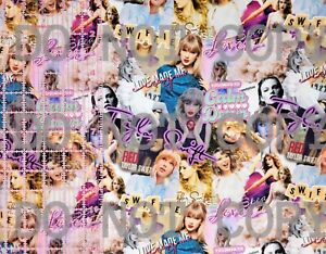 Custom 100% Cotton Woven Fabric Taylor Swift Singer Artist by the 1/4 Yard 9x56