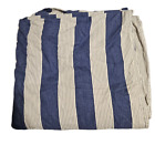 Pottery Barn Full/Queen Linen Cotton Blue Striped Duvet Cover Nautical Classic