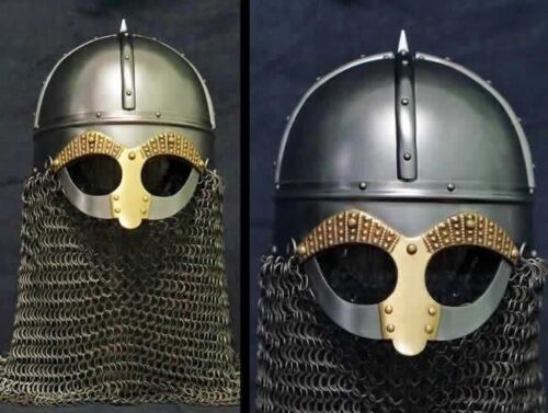 Gjermundbu helmet with Tjele mask and brass nasal,2mm MS battle ready helmet