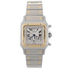 Cartier Santos Galbee 2425 Chronoflex Quartz 18k Gold & Steel 29mm Watch