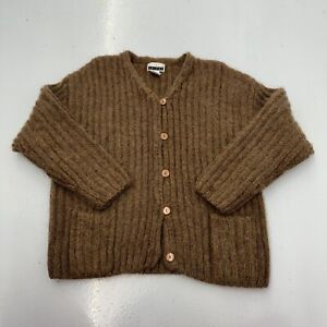 Vintage Express Tricot Mohair Blend Cardigan Sweater Brown Women’s S