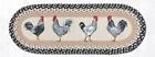 Braided Jute Hand Stenciled Oval Table Runner. Earth Rugs. ROOSTERS. 13