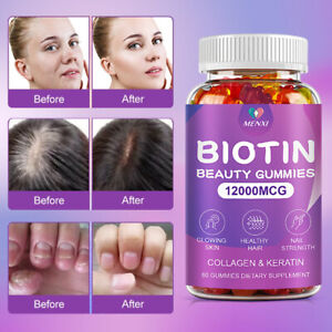 MENXI Vitamatic Biotin Gummies 10,000mcg for Hair Skin & Nails 60 Vegan 1 Bottle