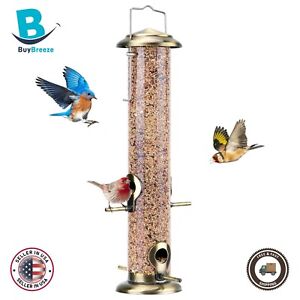 Kingsyard Metal Bird Feeders for Outdoors Hanging Extra Thick Tube Bird Feeder U