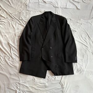 Men's Vintage Brioni Double Breasted Wool Suit Blazer Jacket Black SIZE 60/50R