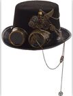 Mens Festival Steampunk Leather Top Hat Gears  & Goggles Perfect Cosplay 61CM