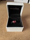 Authentic Pandora Metallic Red Heart Charm with Gift Box