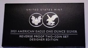 New Listing2021 American Silver Eagle Designer Edition 2-Coin Reverse Proof Set OGP/COA