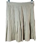 Vintage Y2K Houndstooth Mini Skirt Cream Black Size 7 Pleated 90s Stepping Out