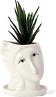 New ListingCeramic Girl Face Planter Pot, Elegant Succulent and Cactus Planter with Drainag