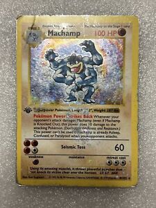 1st Edition Shadowless Machamp 8/102 Base Set Pokemon Card PSA 1 Potential