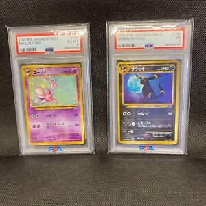 SET of 2! Pokemon Card Japanese PSA Espeon＆Umbreon Neo Discovery Old Back Holo