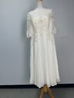 JJ's House Ivory Illusion Lace Chiffon Tea-Length Formal Dress Sz 16W 204911