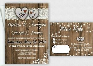 Wedding Invitations Country Theme Heart With Response Cards
