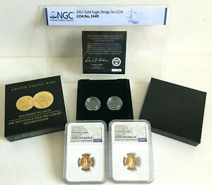 2021 W Eagle 1/10oz Gold Proof 2-Coin Set Designer Edition NGC PF70 UC FR # 2449