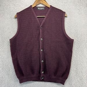 Vintage Brandini Cardigan Sweater Men's Medium Purple Italy Made Sleeveless 90s