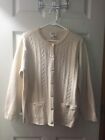 Talbots 100% New Wool Pure Ivory Gold Button Up Sweater