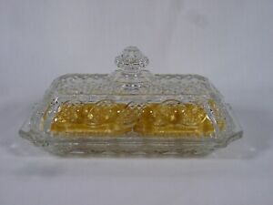 Vintage Clear Crystal Glass Covered Butter Dish Crystalucent Avon Cape Cod Waves