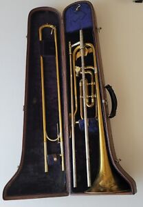 F. E. Old's Trombone PAT-APR-2-1912 BRASS VINTAGE ALLIGATOR CASE Circa 1927-28