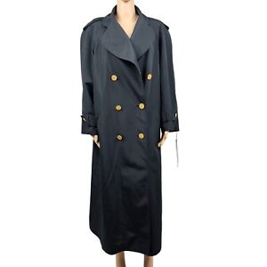 Vintage Chanel Boutique Womens Black Trench Coat Size 44
