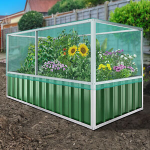5.7x3x2.3FT Large Raised Garden Bed w/Protection Netting Steel Patio Planter Box