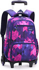 Geometric Rolling Backpack for Girls Kids Backpack with Wheels Roller School Bag