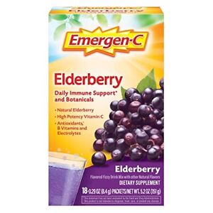 Emergen-C Elderberry Fizzy Drink Mix, Elderberry Immune Support, Natural