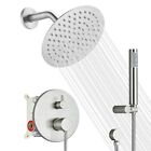 Brushed Nickel Shower Faucet Set with Valve Handle Rain Shower Head Combo System