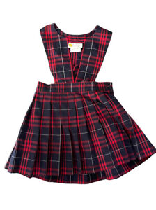 Dennis Girls Catholic School Uniform Red Plaid Sz 3 Pleated Jumper Style 08811A