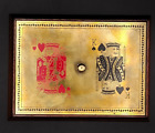 New ListingVintage Wood and Brass Double Playing Card Deck Holder King of Hearts and Spades
