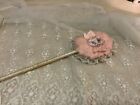 Vintage Pink  Powder Puff Wand Lace Ribbonwork Flowers
