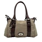 Fossil Maddox Metallic Gold & Brown Leather Satchel