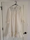 Smithsonian Embroidered White Cotton Nightgown Sleep Dress Cottage Prairie Core