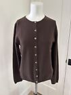 Lord & Taylor Womens 100% Cashmere Brown Button Front Cardigan Sweater Sz S *EUC